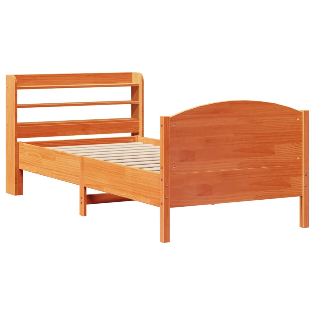 Cadre de lit sans matelas cire marron 90x190 cm bois pin massif