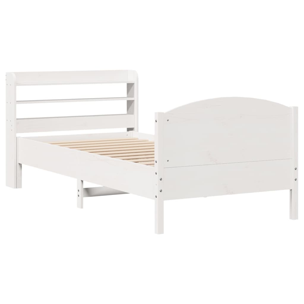 Cadre de lit sans matelas blanc 75x190 cm bois de pin massif