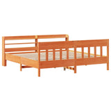 Cadre de lit sans matelas cire marron 200x200cm bois pin massif