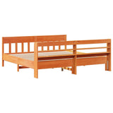 Cadre de lit sans matelas cire marron 200x200cm bois pin massif