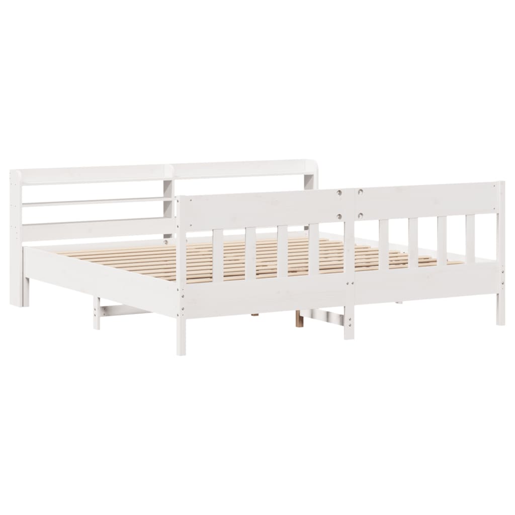 Cadre de lit sans matelas blanc 180x200 cm bois massif de pin