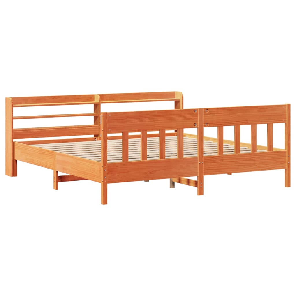 Cadre de lit sans matelas cire marron 180x200cm bois pin massif