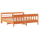 Cadre de lit sans matelas cire marron 180x200cm bois pin massif