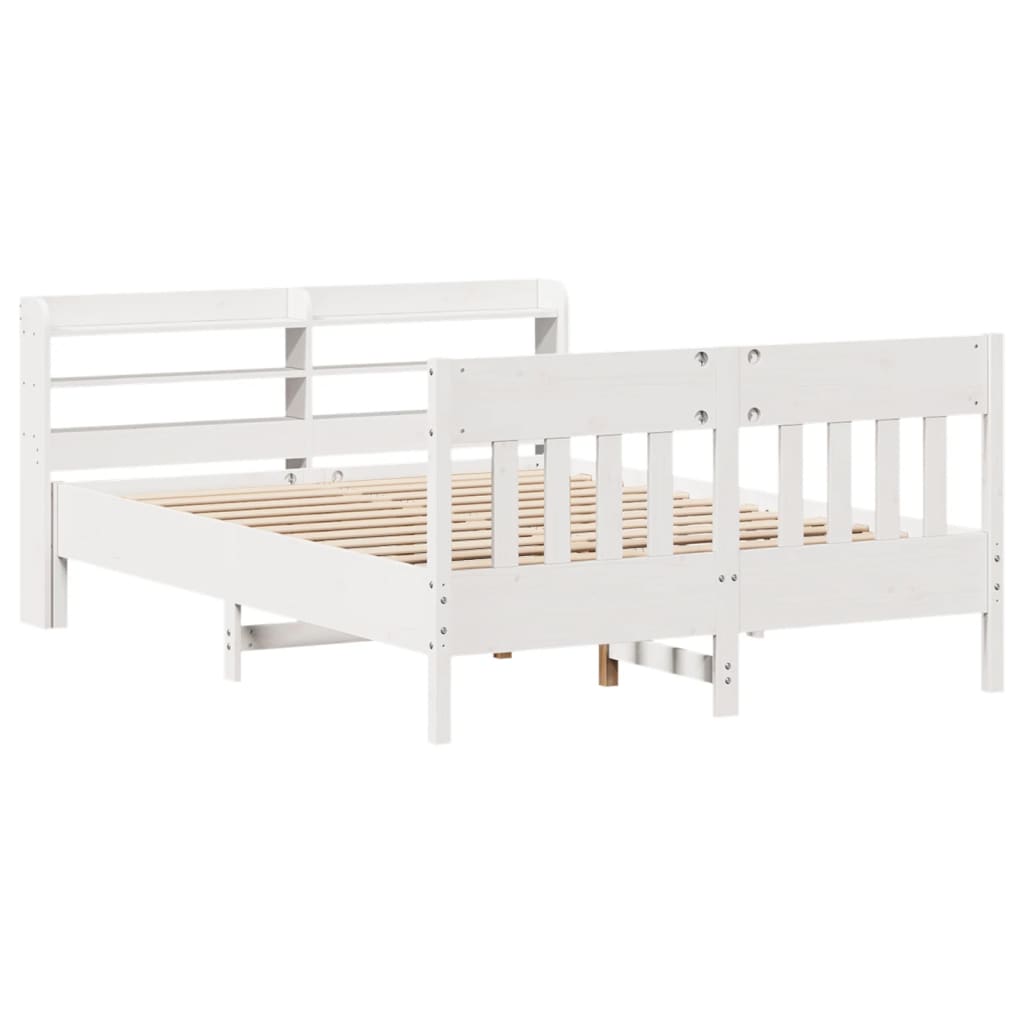 Cadre de lit sans matelas blanc 160x200 cm bois de pin massif