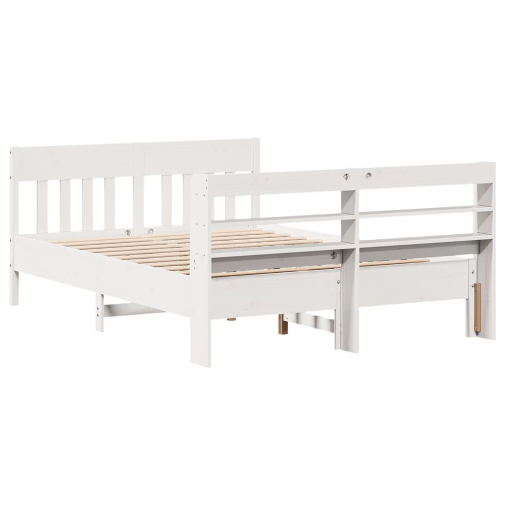 Cadre de lit sans matelas blanc 160x200 cm bois de pin massif