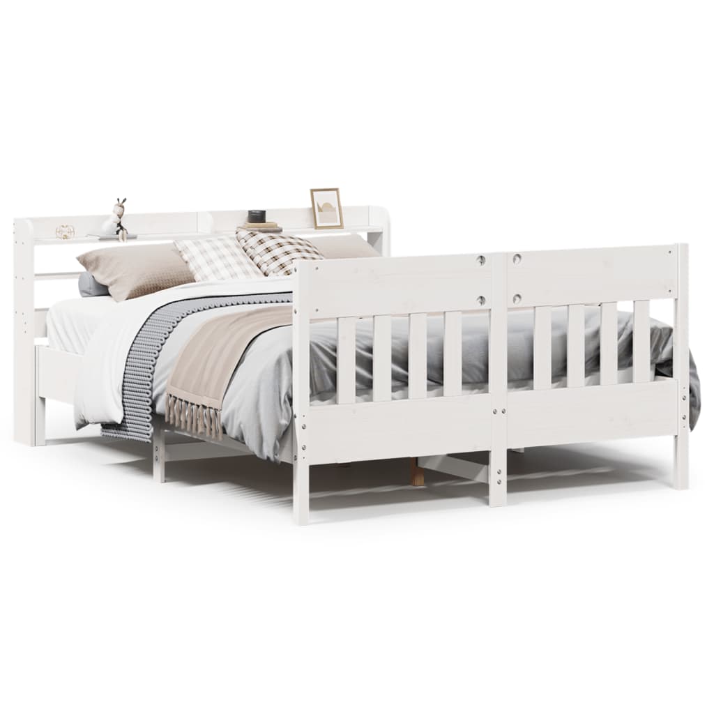 Bed frame without mattress white 150x200 cm solid pine wood