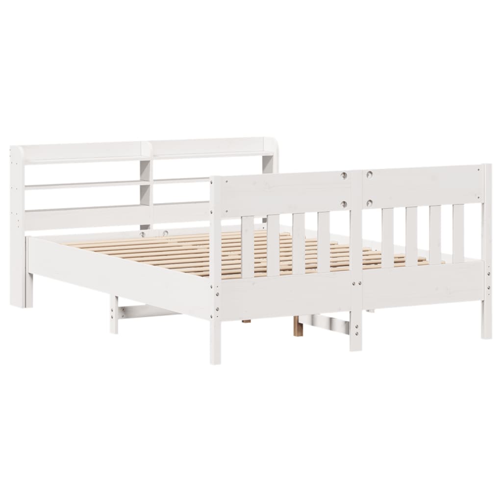 Bed frame without mattress white 150x200 cm solid pine wood