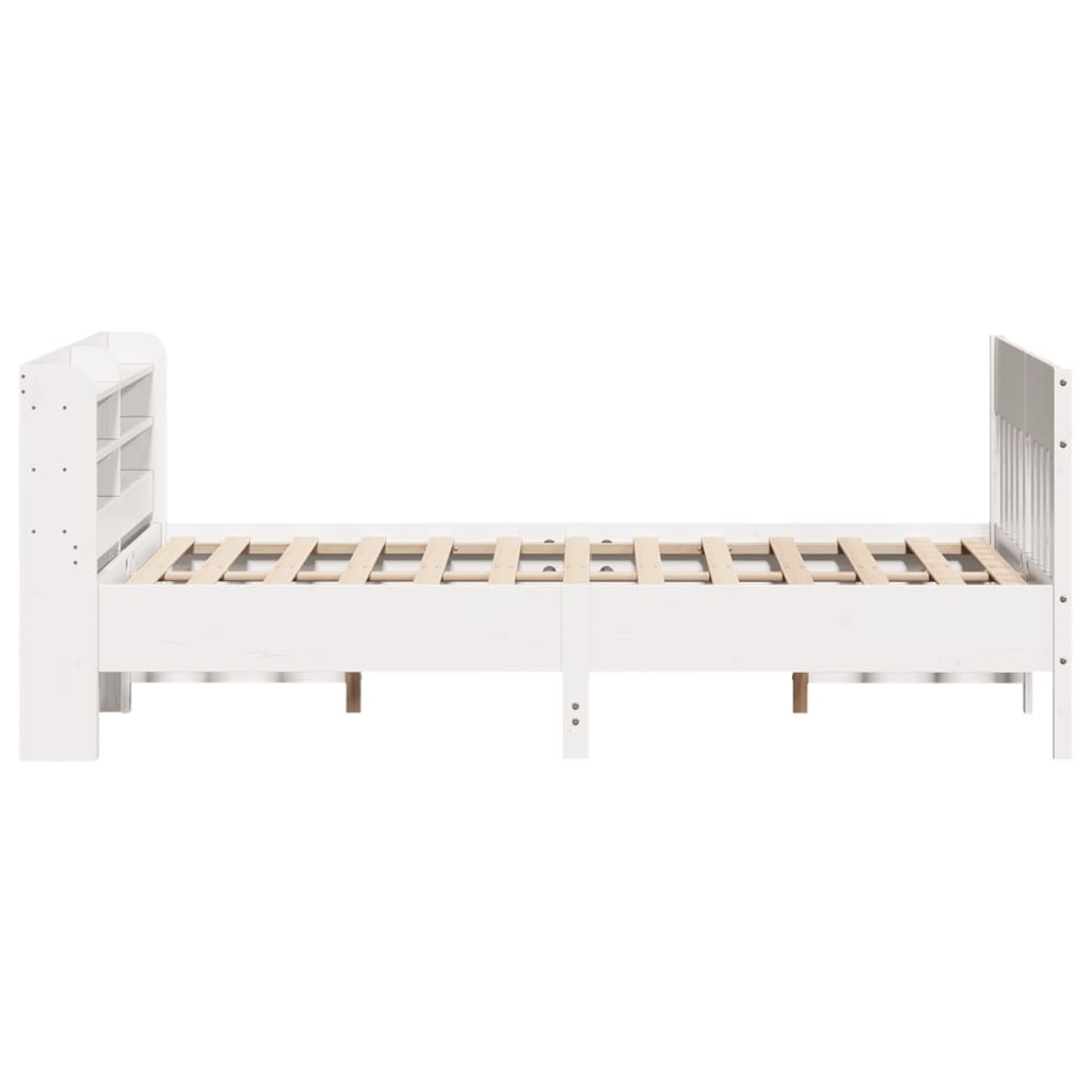 Bed frame without mattress white 150x200 cm solid pine wood