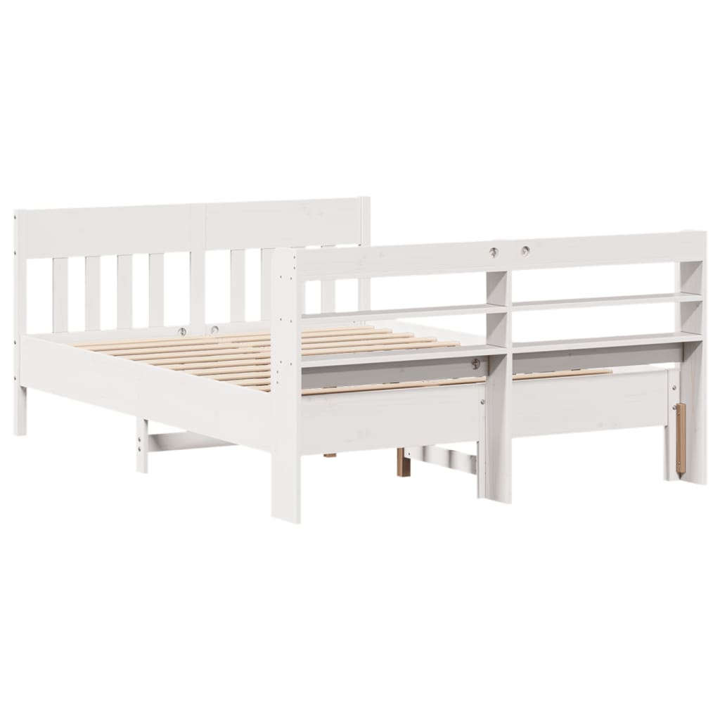 Bed frame without mattress white 150x200 cm solid pine wood