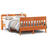 Bed frame without mattress brown wax 150x200cm solid pine wood