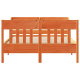 Bed frame without mattress brown wax 150x200cm solid pine wood