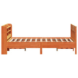 Bed frame without mattress brown wax 150x200cm solid pine wood