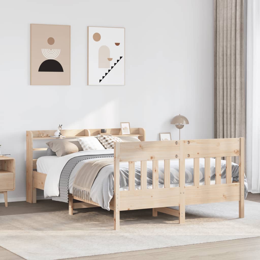 Bed frame without mattress 140x200 cm solid pine wood