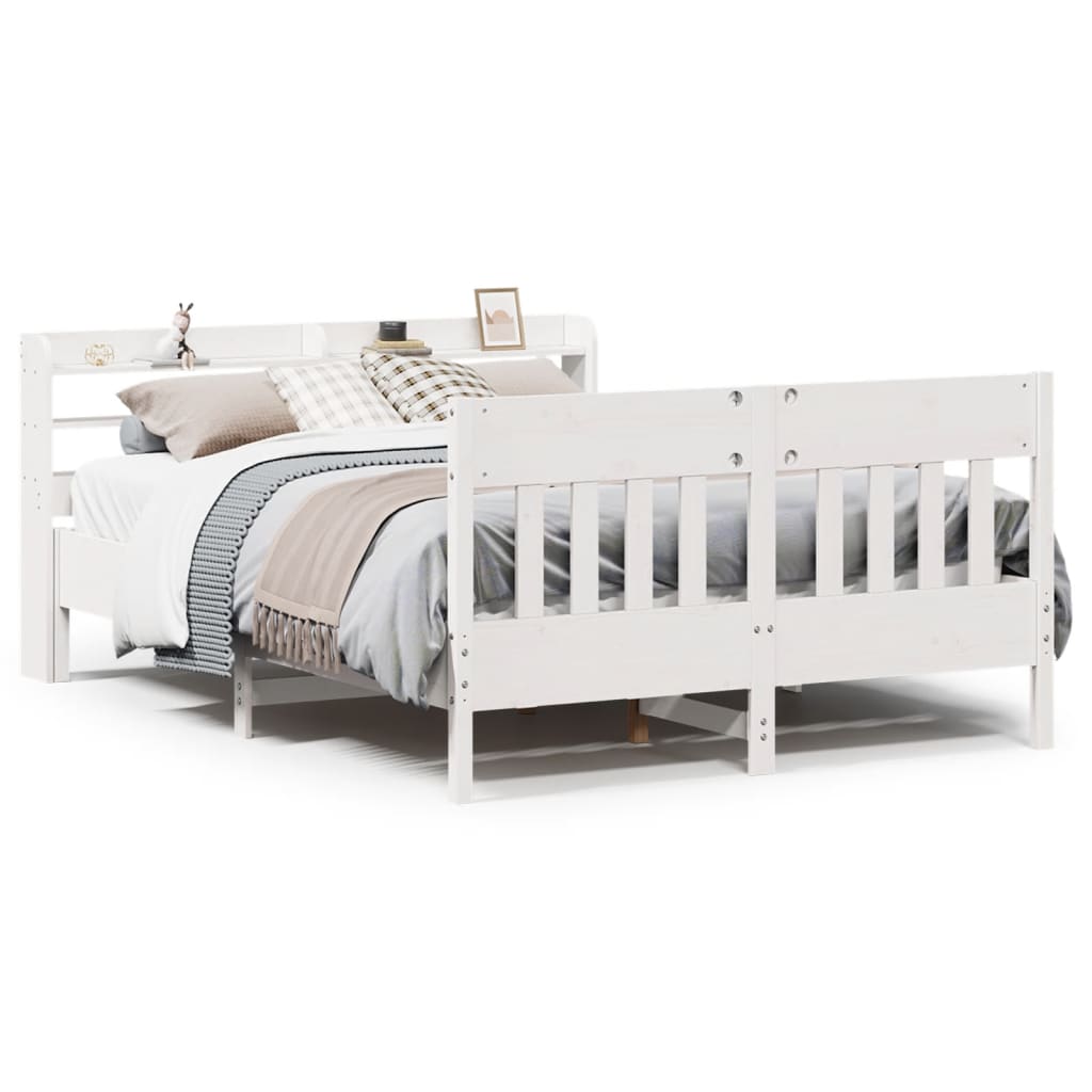 Bed frame without mattress white 140x200 cm solid pine wood