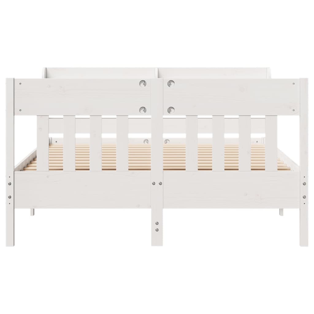 Bed frame without mattress white 140x200 cm solid pine wood