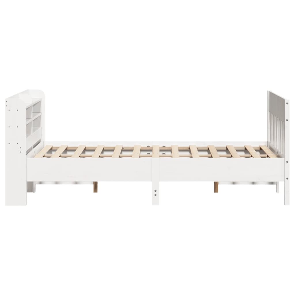 Bed frame without mattress white 140x200 cm solid pine wood