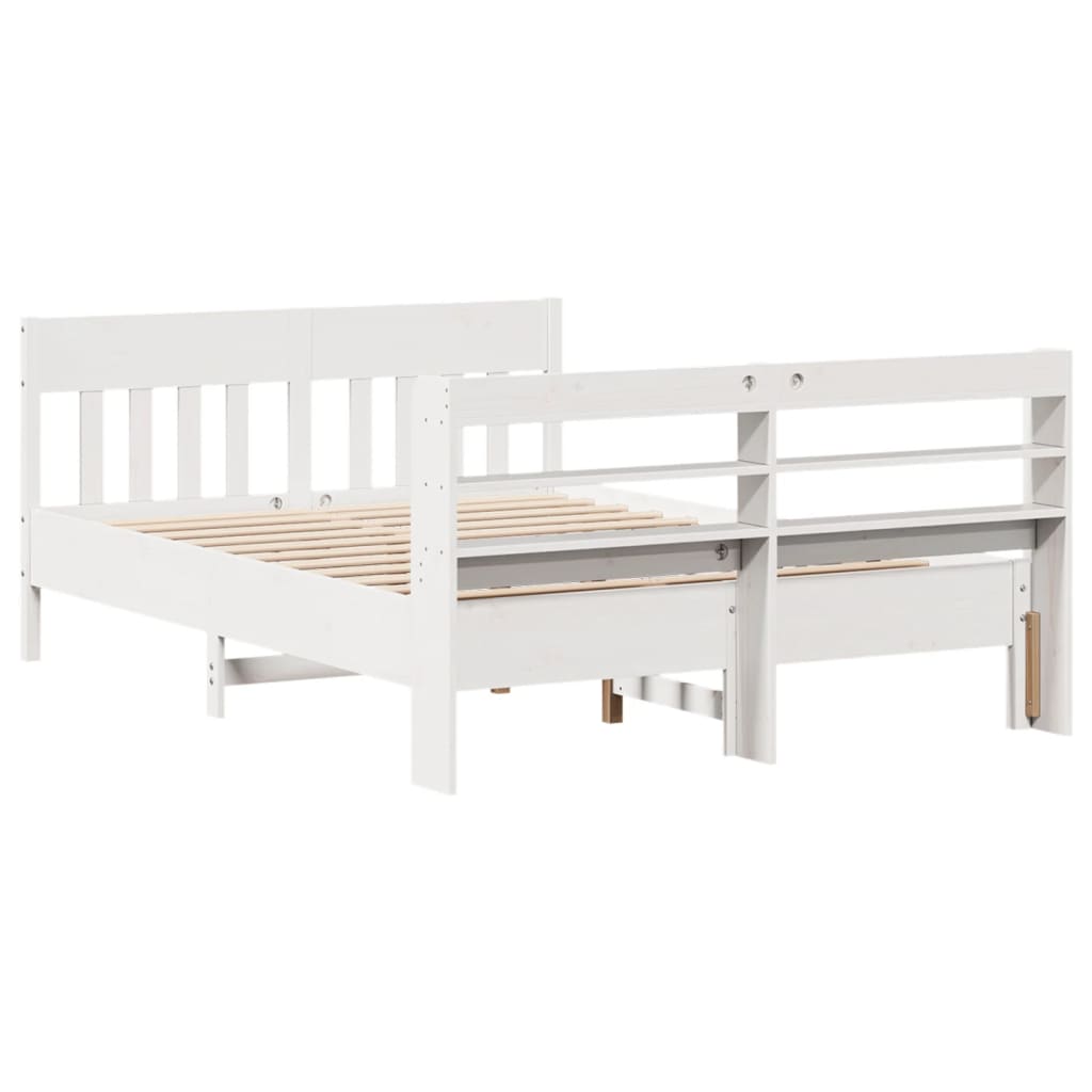 Bed frame without mattress white 140x200 cm solid pine wood