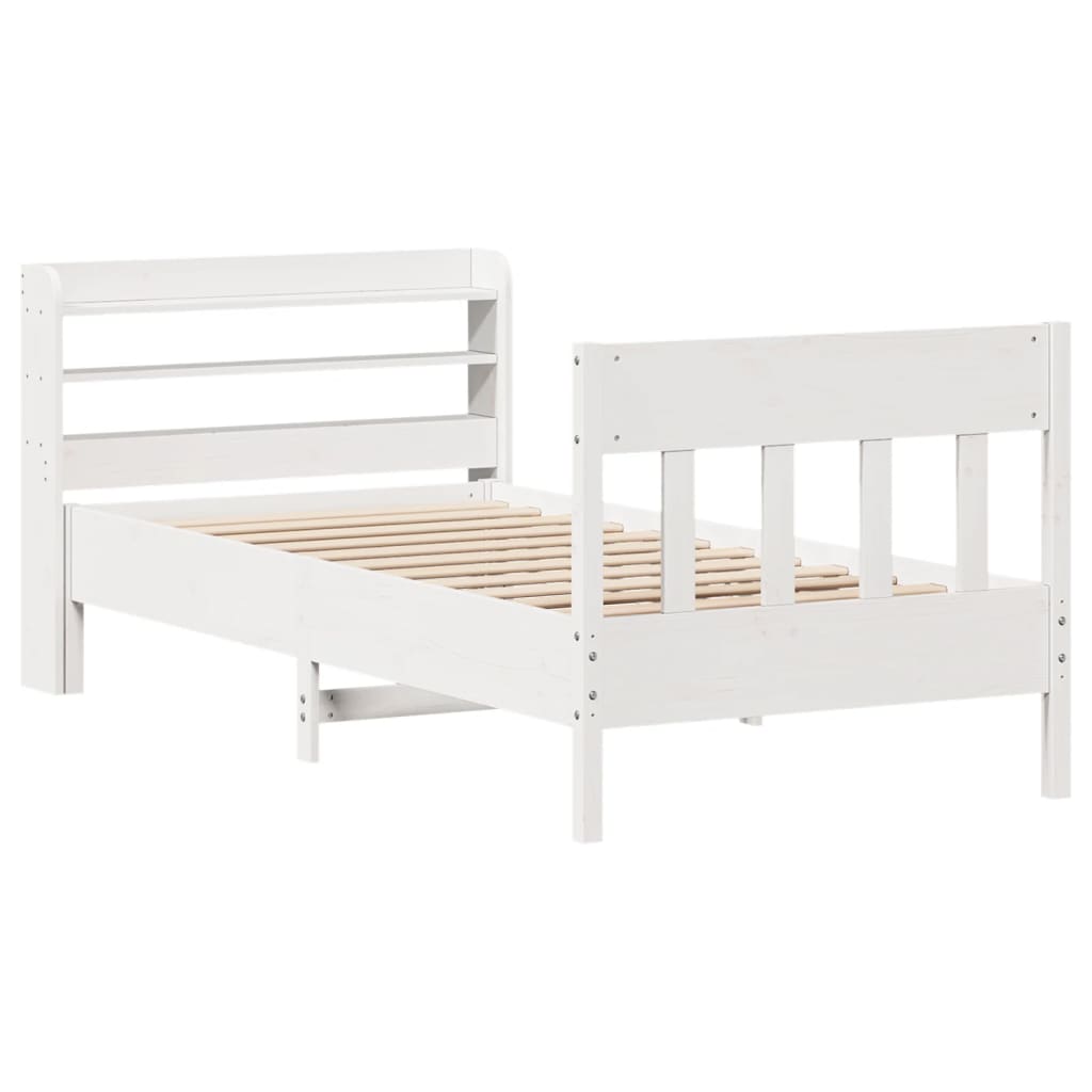 Cadre de lit sans matelas blanc 100x200 cm bois de pin massif