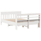 Bed frame without white mattress 140x190 cm solid pine wood