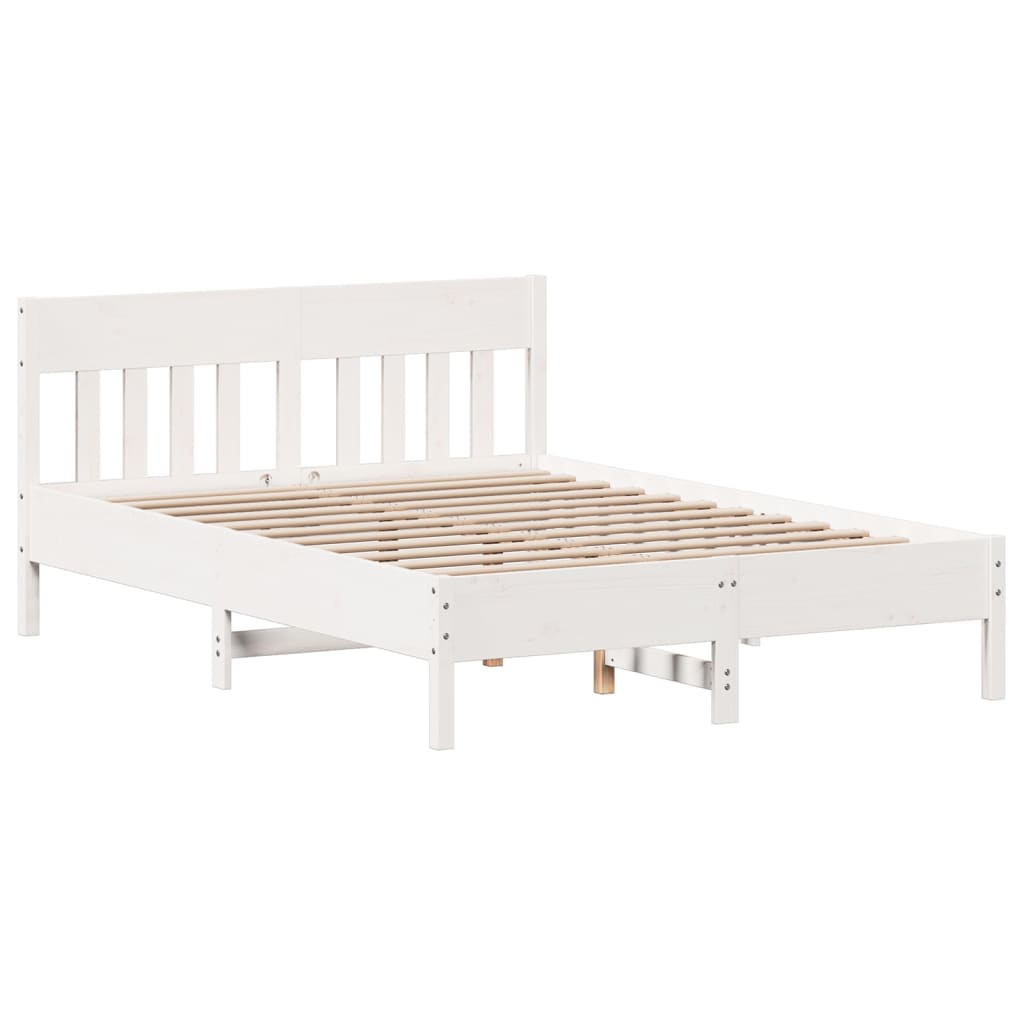 Cadre de lit sans matelas blanc 120x190 cm bois de pin massif