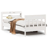 Bed frame without white mattress 75x190 cm solid pine wood