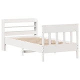 Bed frame without white mattress 75x190 cm solid pine wood