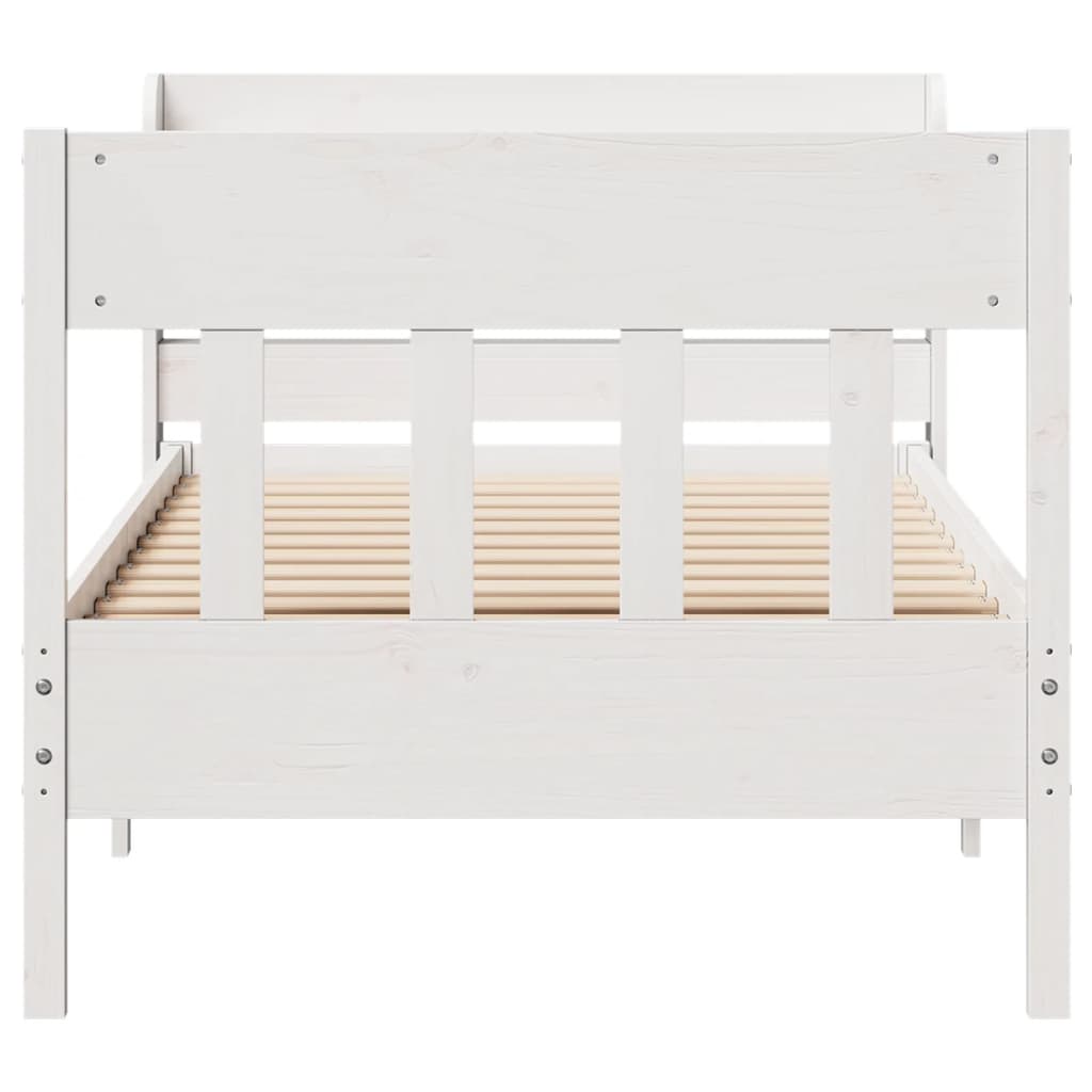 Bed frame without white mattress 75x190 cm solid pine wood