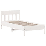 Bed frame without white mattress 75x190 cm solid pine wood