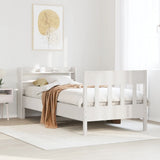 Bed frame without white mattress 75x190 cm solid pine wood