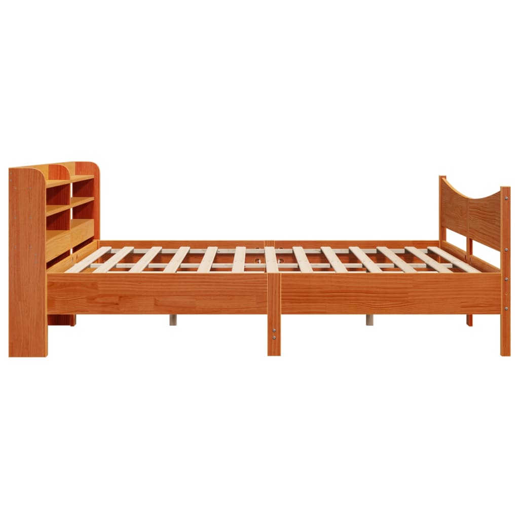 Brown wax bed frame and headboard 200x200 cm pine wood