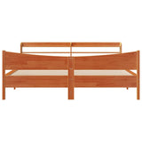 Brown wax bed frame and headboard 180x200 cm pine wood