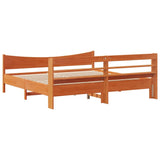 Brown wax bed frame and headboard 180x200 cm pine wood