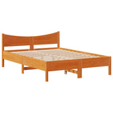 Brown wax bed frame and headboard 150x200 cm pine wood