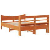 Brown wax bed frame and headboard 150x200 cm pine wood