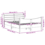 Cadre de lit avec tête de lit blanc 140x200 cm bois pin massif