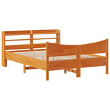 Brown wax bed frame and headboard 140x200 cm pine wood