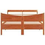 Brown wax bed frame and headboard 140x200 cm pine wood