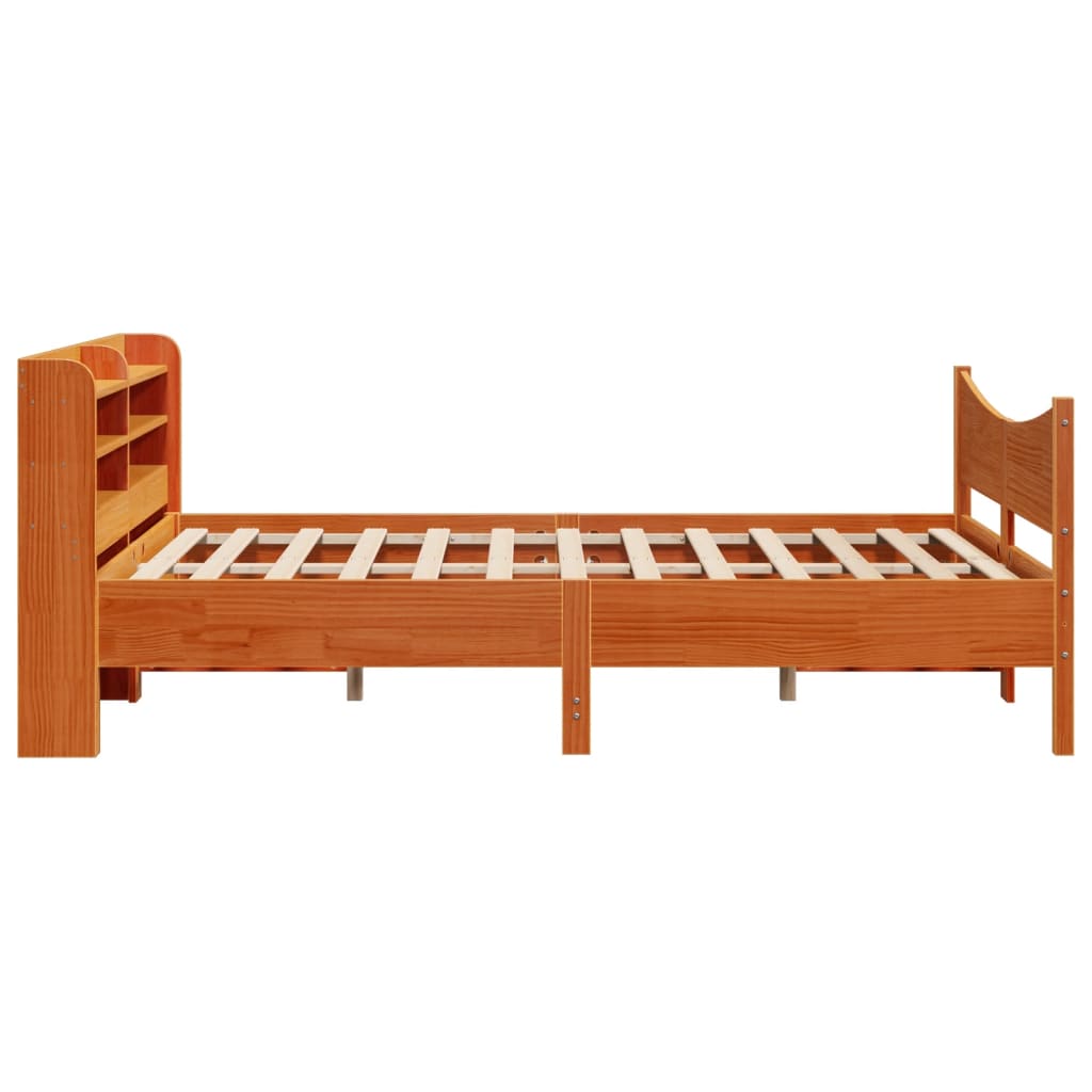 Brown wax bed frame and headboard 140x200 cm pine wood