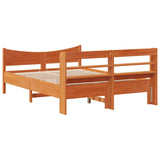 Brown wax bed frame and headboard 140x200 cm pine wood