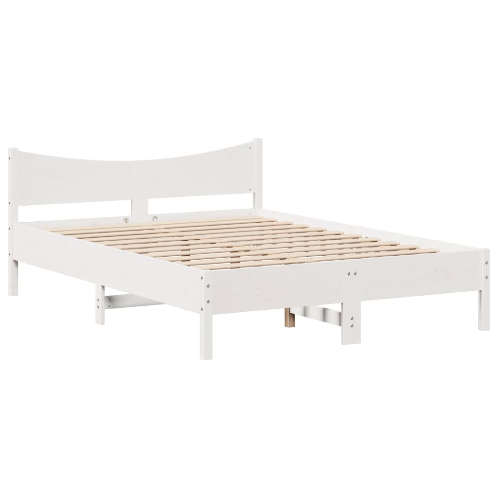 Cadre de lit avec tête de lit blanc 135x190 cm bois pin massif