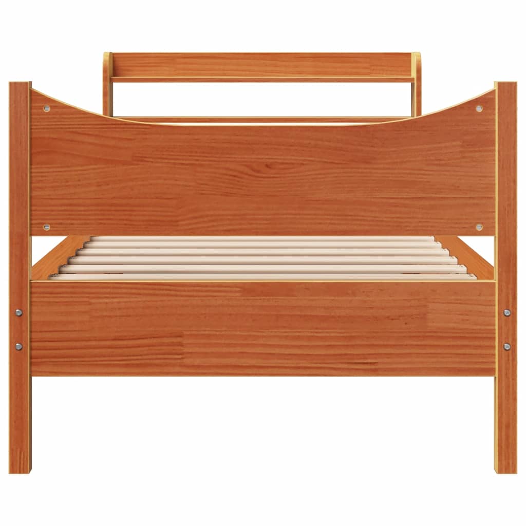 Cadre de lit avec tête de lit cire marron 90x190 cm bois de pin