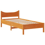 Bed frame with brown wax headboard 75x190 cm pine wood