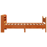 Bed frame with brown wax headboard 75x190 cm pine wood