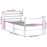 Bed frame with brown wax headboard 75x190 cm pine wood