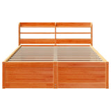 Brown wax bed frame and headboard 140x200 cm pine wood