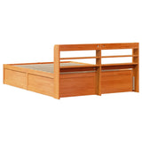 Brown wax bed frame and headboard 140x200 cm pine wood