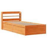 Brown wax bed frame and headboard 100x200 cm pine wood