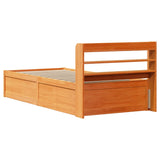 Brown wax bed frame and headboard 100x200 cm pine wood