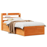 Brown wax bed frame and headboard 100x200 cm pine wood