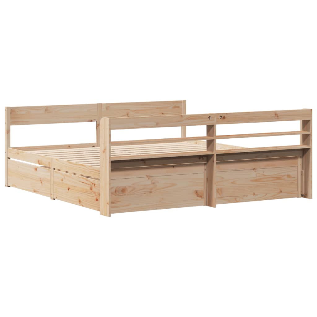 Bed frame without mattress 200x200 cm solid pine wood